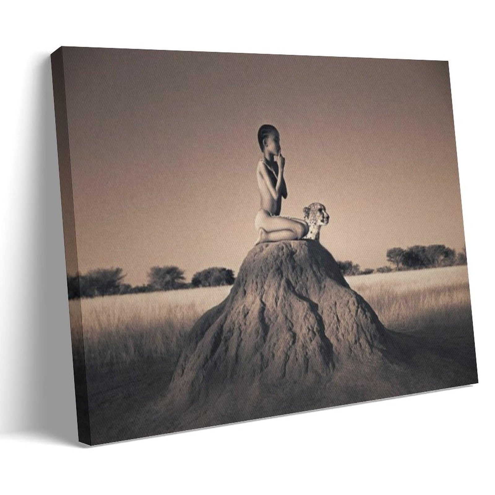 Gregory Colbert Boy Cheetah Canvas Wall Art Sepia