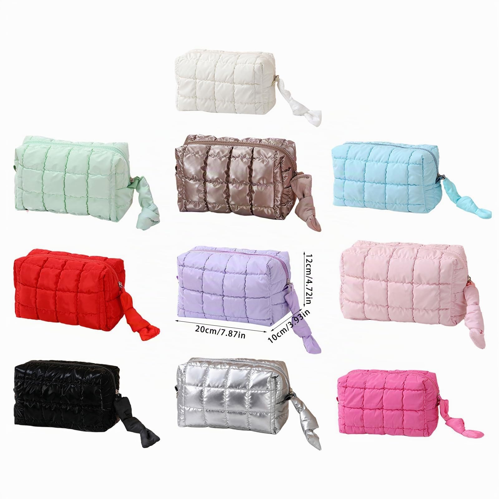 Grande trousse de maquillage matelassée, grande trousse de toilette de voyage pour femmes et filles, idéale pour un sac à main essentiel, Argenté., Taille unique