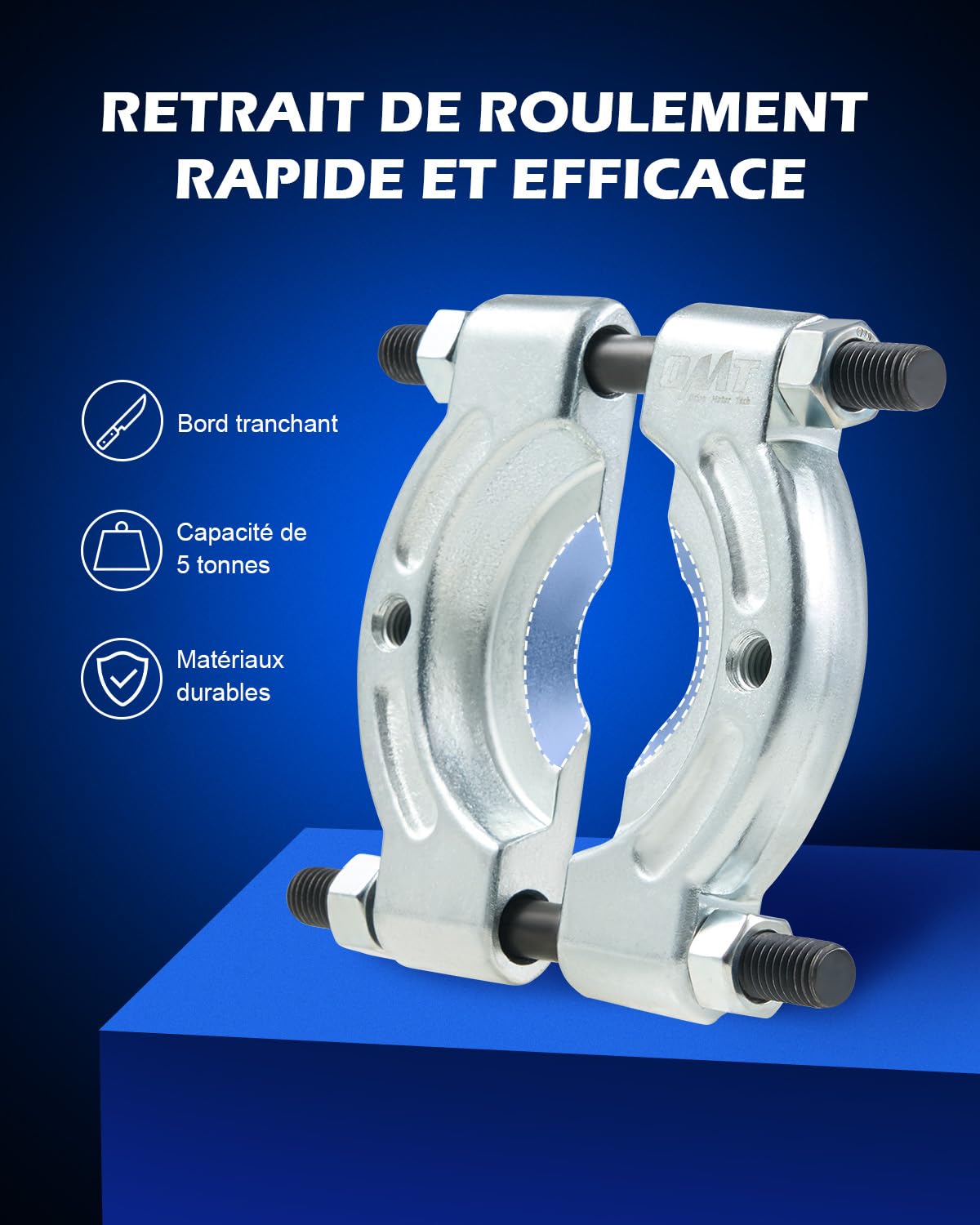 Orion Motor Tech Arrache Roulement 5 Tonnes, Kit Extracteur de Roulement avec Séparateur de 2" et 3", Coffret Arrache Moyeu Professionnel pour Arbres d'Essieu, Poulies et Volants, Acier Cr-V
