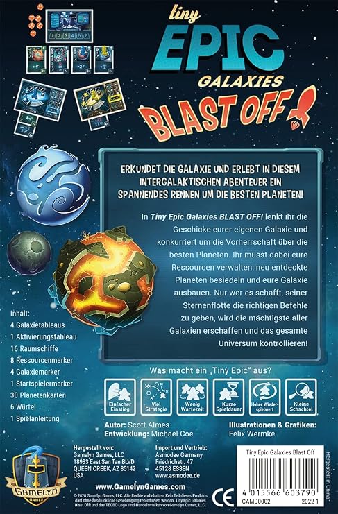 Gamelyn Games | Tiny Epic: Galaxies Blast Off! | Family Game | Dice Game | 2-4 Players | From 9+ Years | 30+ Minutes | German