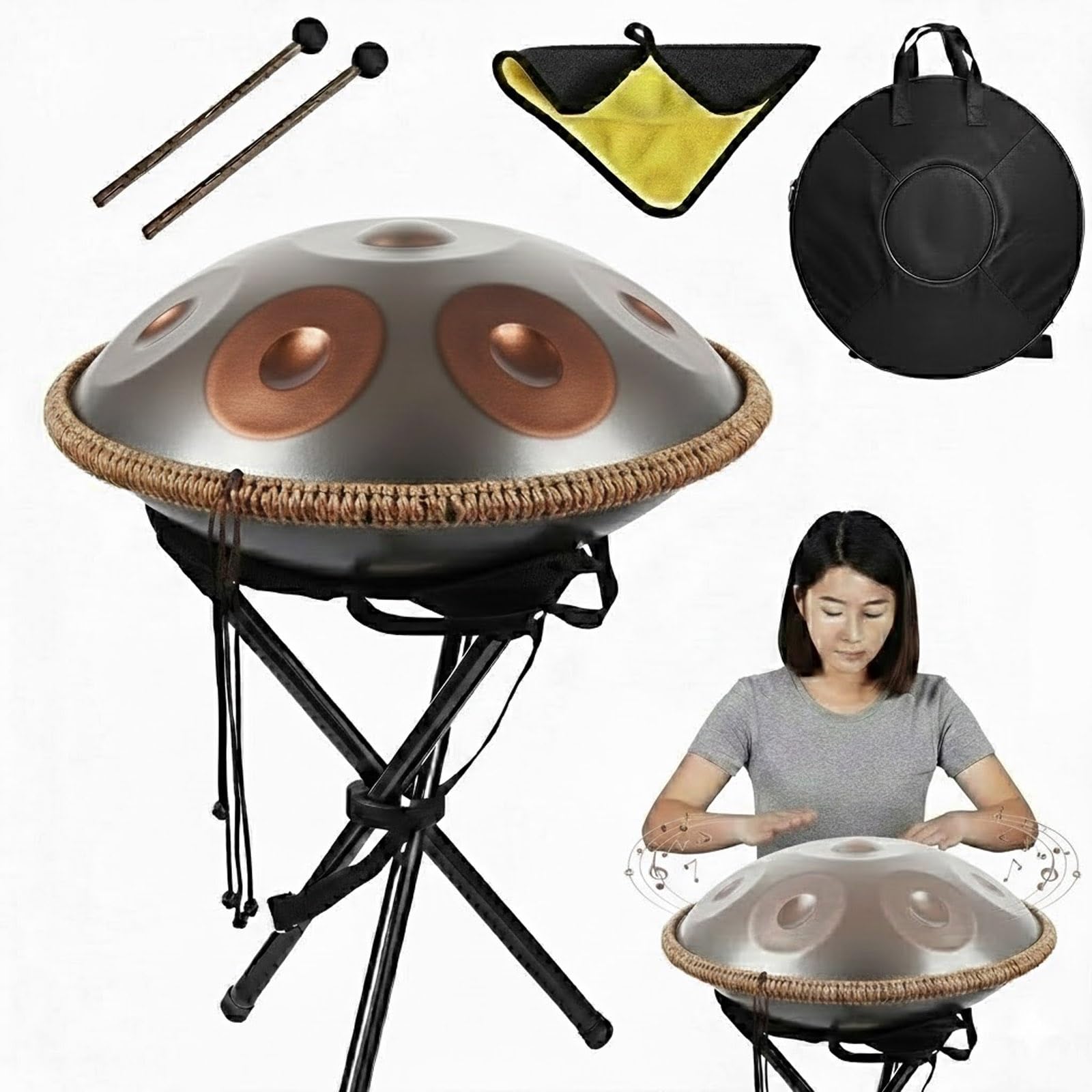 Hand Pan Drum 440hz/432hz Adults, Steel Handpan Drum for Beginners 18/22 inch d Minor Kurd 9/10/12 Notes - Hand Drum Set, Hand Pan, Handpan Instrument(Purple,440HZ/18inch/9Note)