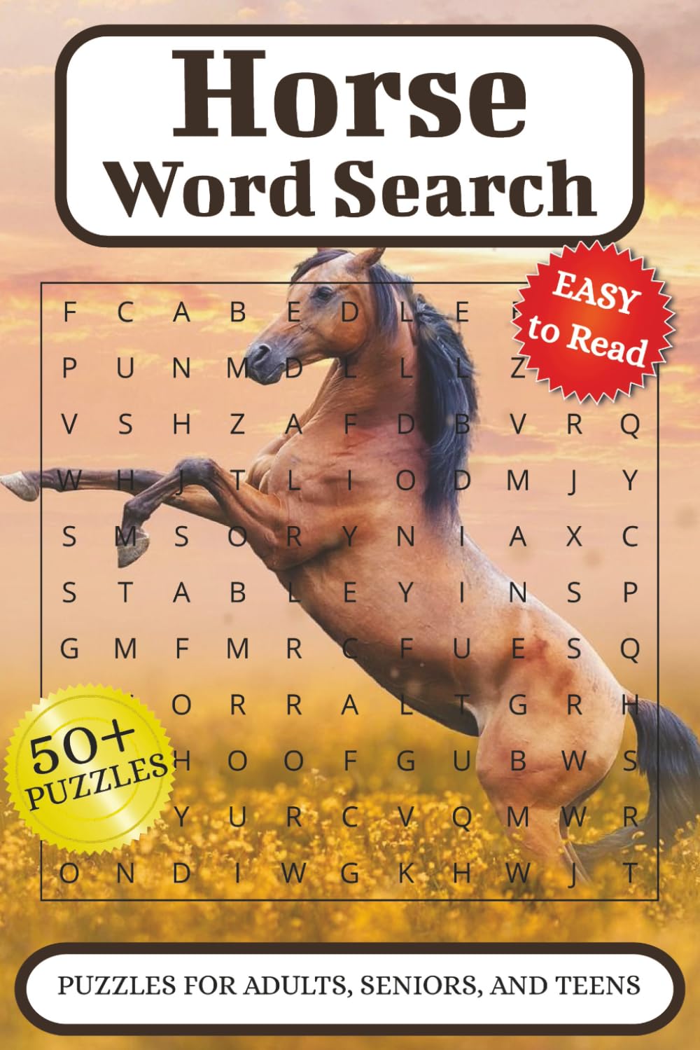 Horse Word Search: Word searches with easy to read print about Horses, Ponies, and Stallions. 6x9 inches, 110 pages, 50+ puzzles …. Gifts for Vacations, Holidays and Spare time.
