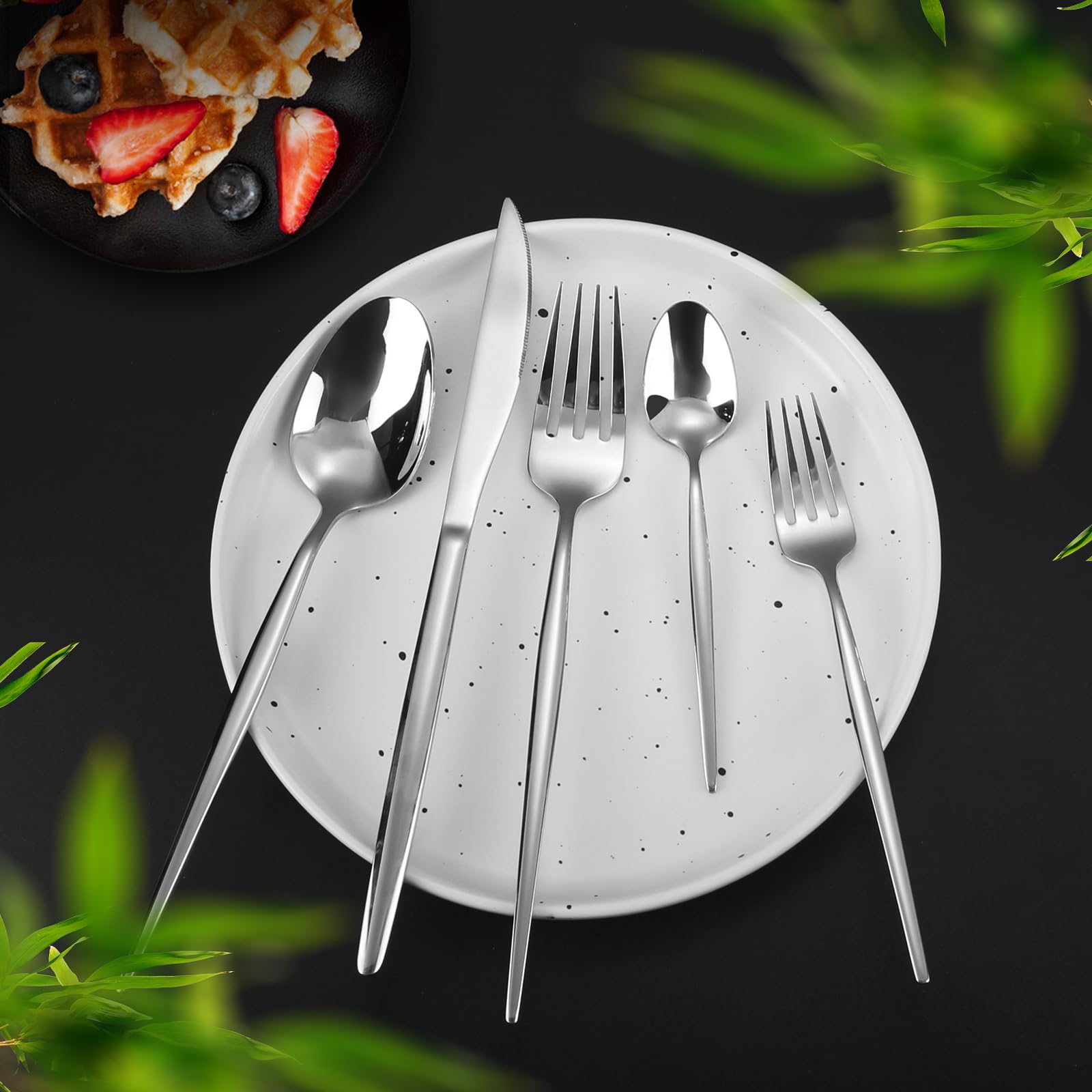 Besteck Set 12 Personen,Targzier 60 teilig Edelstahl Bestecksets,Essbesteck Set mit Messer Gabel Löffel,Edelstahl Essbesteck für Küche/Party/Restaurant,Glänzend Besteckset&Spülmaschinenfest