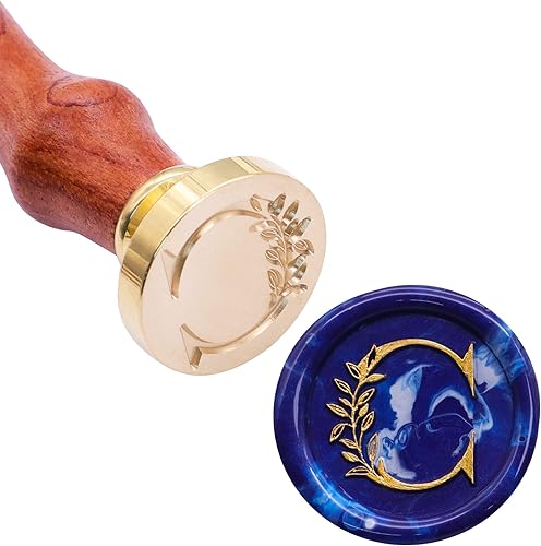 Miniatura 2 de SWANGSA Sello de cera con letra inicial del alfabeto C, sello de sellado de letras botánicas elegantes vintage para invitación de fiesta de boda,