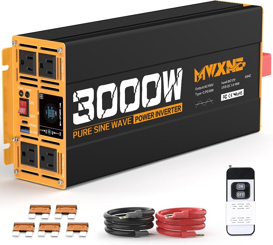 Amazon.co.jp: MWXNE 3000W 純正正弦波インバーター 12V DC~110V 120V 