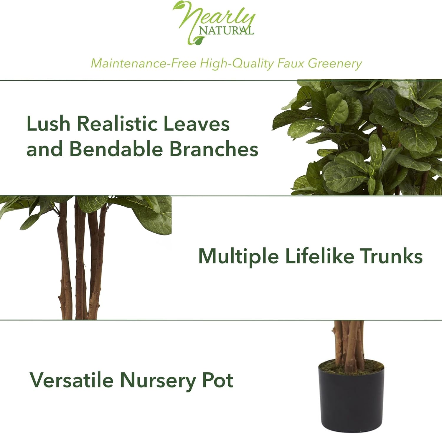 Nearly Natural 4ft Fiddle Leaf Fig Artificial Tree