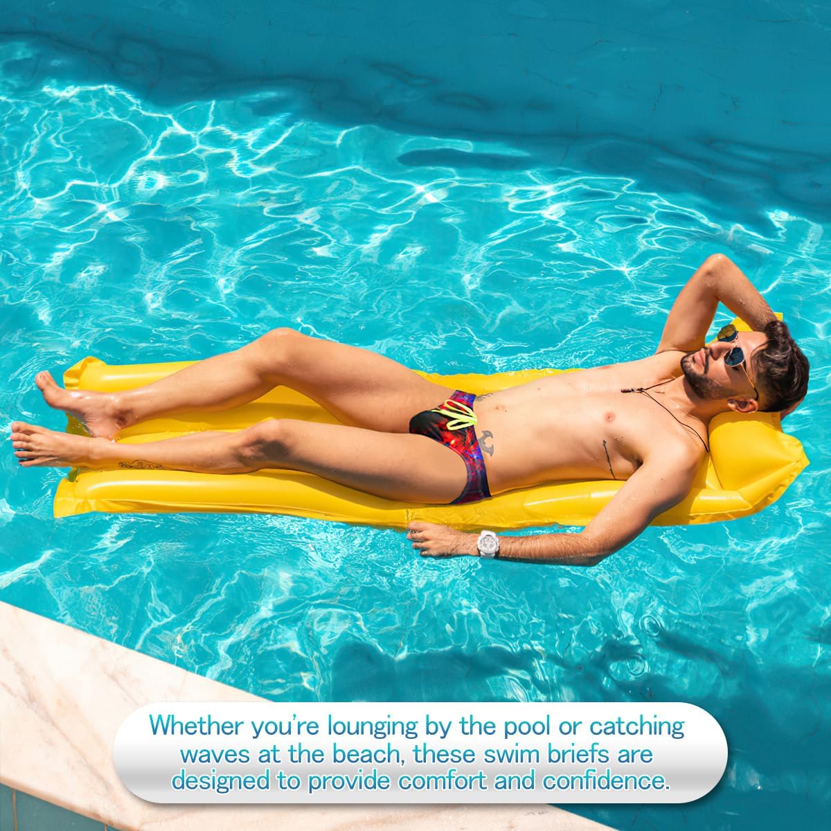 Arjen Kroos Men's Swim Briefs Sexy Low Rise Printed Bikini Adjustable Drawstring Swimwear - Image 2