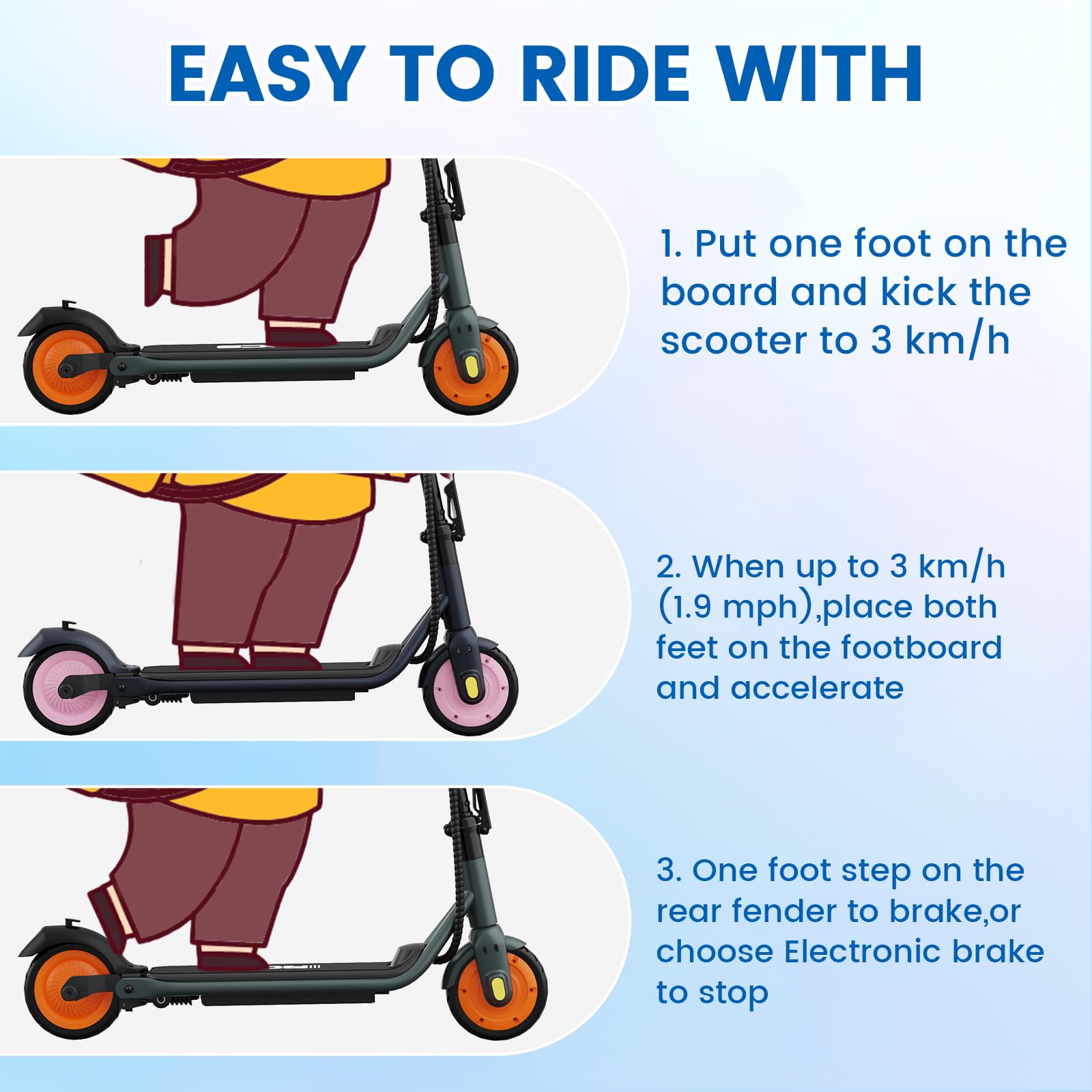 RCB R7X E-Scooter Kinder, Max Reichweite 15KM, Max Geschwindigkeit 15KM/H, 7" Vollgummireifen, Faltbarer Kinder Elektroroller, Stoßdämpfung, Geschenk für Kinder 8-12 Jahre