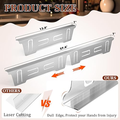 Miniatura 2 de Cubiertas de acero inoxidable para estufas y encimeras, longitud ajustable de 13.8 a 27.6 pulgadas, kit de llenado lateral del horno entre,