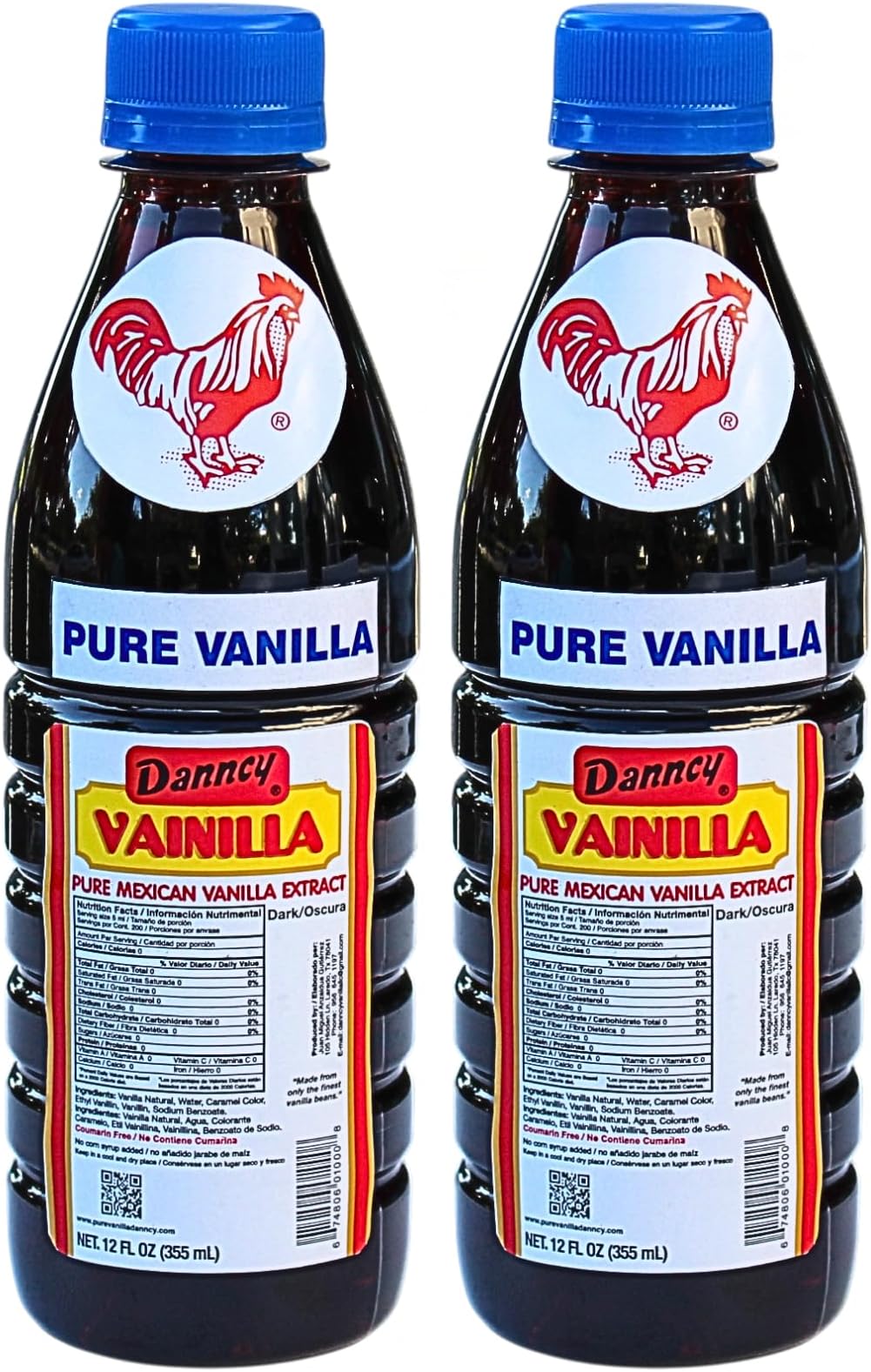 Danncy Vanilla Dark 12 fl oz (355 mL) 2 Pack – Authentic Mexican Vanilla Flavor