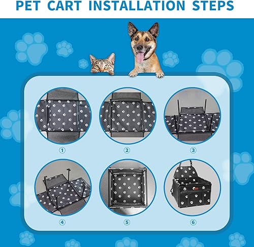Miniatura 3 de BYGD Asiento elevador para mascotas, con 12 tubos de soporte de PVC mejorados y correa de seguridad con clip, cesta de automóvil transpirable y