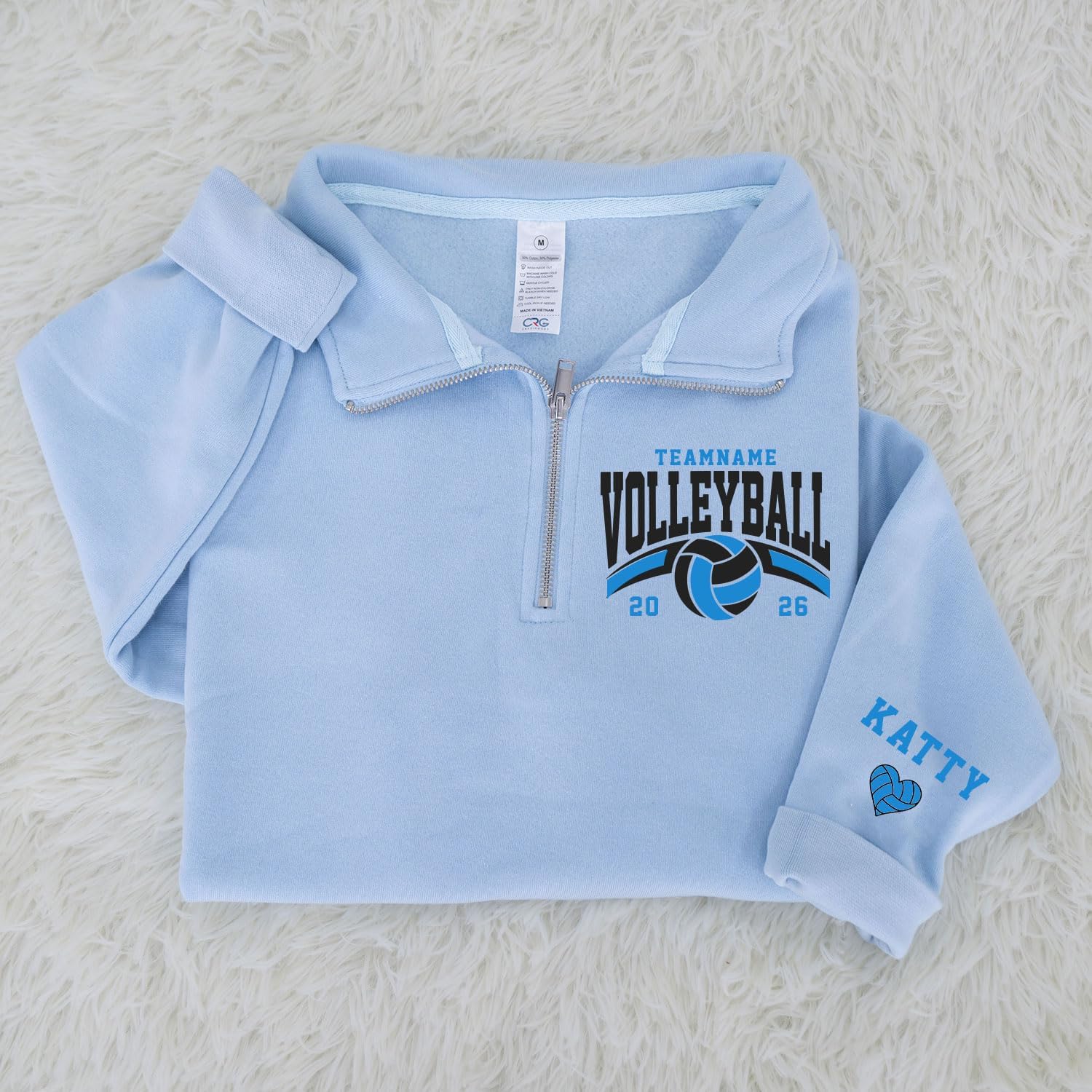 Personalized Volleyball Mom Zip Quarter Sweatshirt, Custom Apparel with Name & Player Number - Image 3