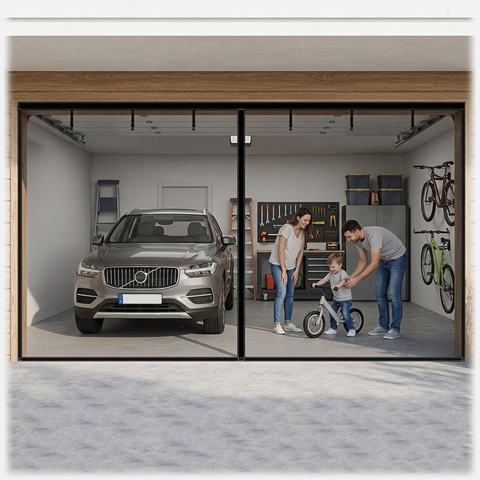 Moustiquaire pour garage 2 voitures écran rétractable gris