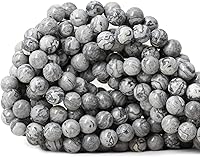 Vista 26 de 60 cuentas redondas sueltas de piedra dálmata natural de 0.236 pulgadas (0.236 in) para hacer joyas, hallazgos de bricolaje, 1 hebra de 15 pulgadas