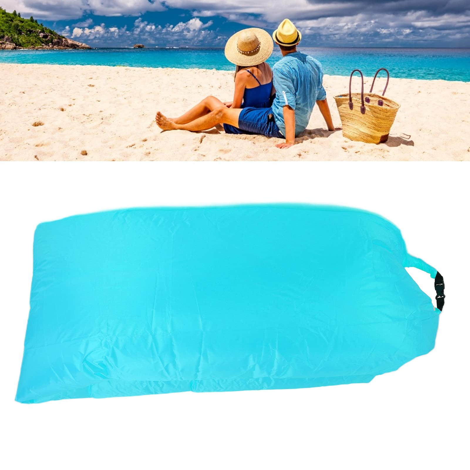 plplaaoo Lit Gonflable, Canapé Gonflable pour Voyager, Chaise de Plage de Camping en Plein Air Transats Gonflables Matelas à Air Pliable Portable pour Fêtes de Plage Camping en Plein Air (Bleu)