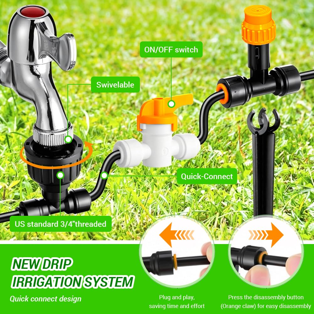 Tubo di irrigazione a goccia in PVC, 8/11 mm (5/16"), 50 m (164 piedi), tubo di distribuzione per irrigazione da giardino, frutteti e prati (8 mm di diametro interno, 11 mm di diametro esterno)