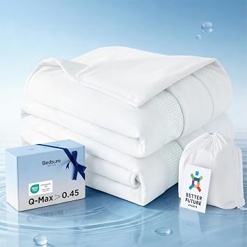 Bedsure CoolOxy Cooling Comforter King Size - 4X Breathable & Q-Max>0.45 Summer Comforter, Cooling Blankets for Hot Sleepers, Bedding for Night Sweats, Lightweight Duvet, White, King 102x90 Inches