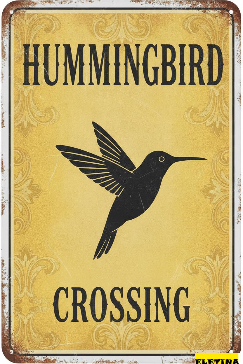 Hummingbird Crossing Metal Warning Symbol Sign Driveway Road Street Parking Lot Business Decor 8x12in