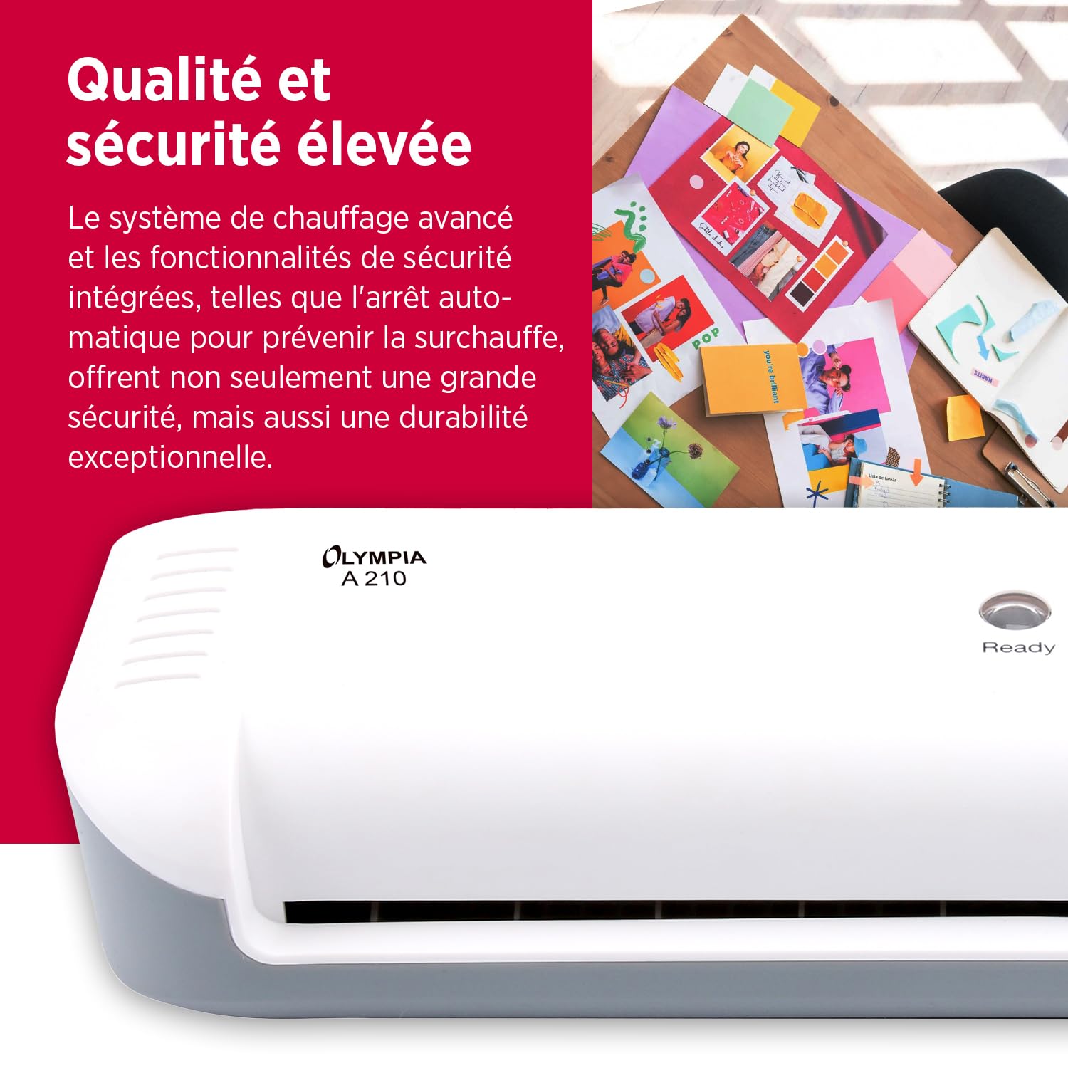 Olympia Plastifieuse A210 4 en 1 A4 | Plastifieuse, coupe-papier et arrondisseur d'angle pour bureau école maison