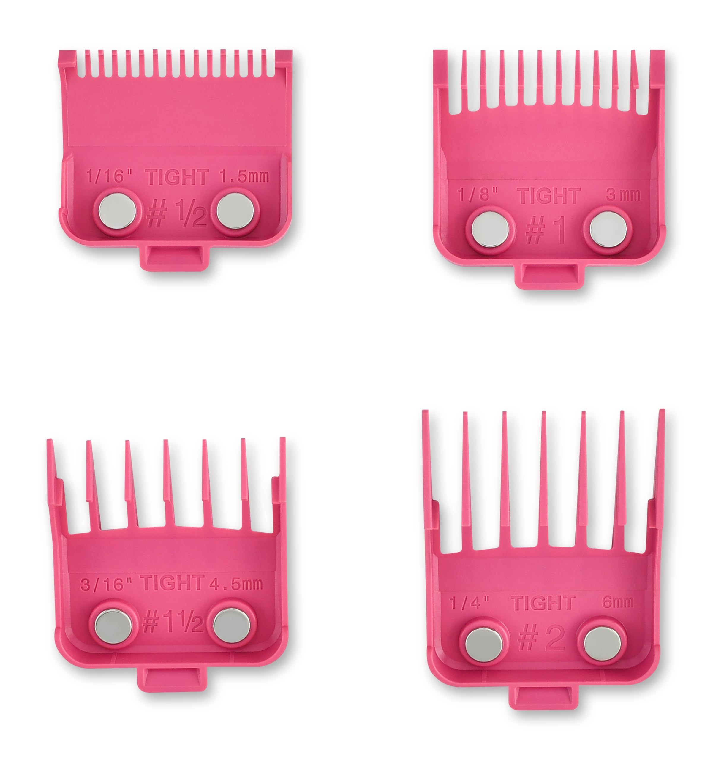 Stylecraft Dub Magnetic Hair Clipper Tight Guards, 8 Pack or 4 Pack Pink 4-pk