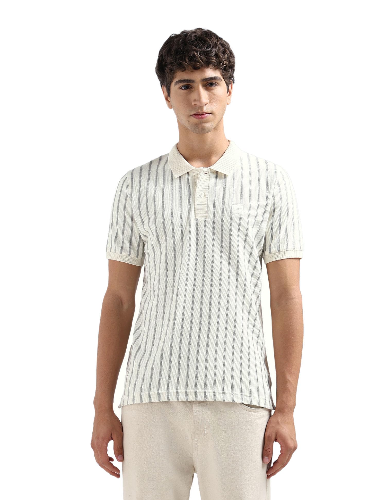 Men's Relaxed Fit Polo T-Shirt | Striped Pattern-image-16