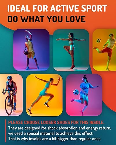 Miniatura 7 de Plantillas deportivas que absorben los golpes, insertos de amortiguación de zapatos deportivos para hombres y mujeres, ideales para deportes