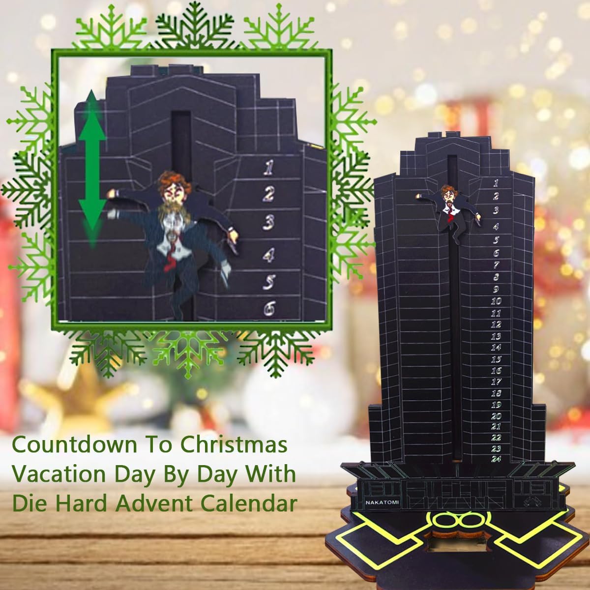 Die Hard Advent Calendar,2026Christmas Countdown Calendar, Magnetic Wooden 24 Days of Advent Calendar for Kids Christmas Advent Gifts Home Table Party Decorations