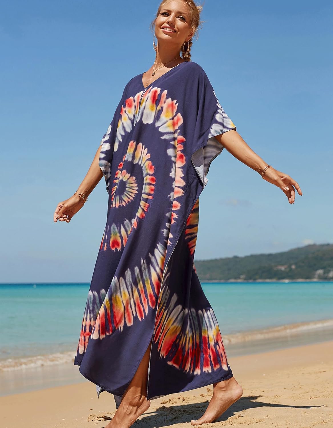 Women's Plus Size Beach Lounge Kaftan Maxi Dress Swimsuit Coverup for Women - Image 2