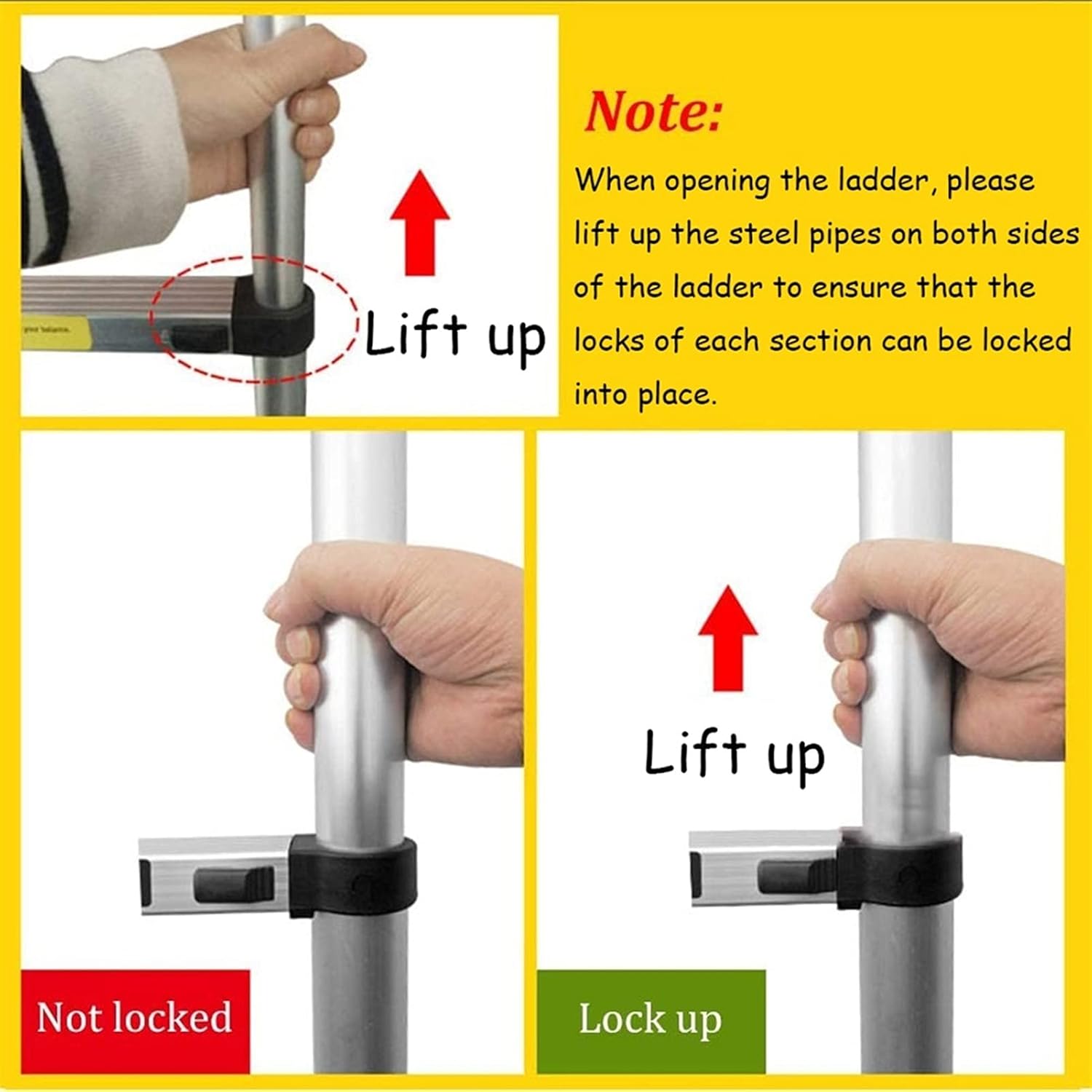 Ladders,Extensioncopiladder Aluminum Multi-Purpose Extend and Climb Ladder, Aluminum Extension Ladder,for DIY Tool for Climb Home Builders Attic Work Place, 330Lb Load Capacity/Red/6.5Ft/2M