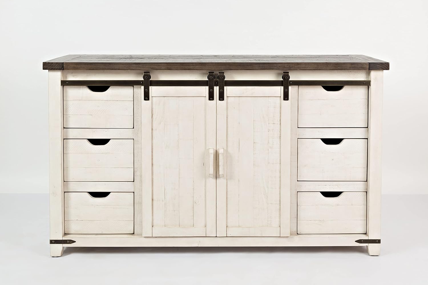 Jofran Madison County Farmhouse 60" Reclaimed Pine Solid Wood Barn Door Server, Vintage Black