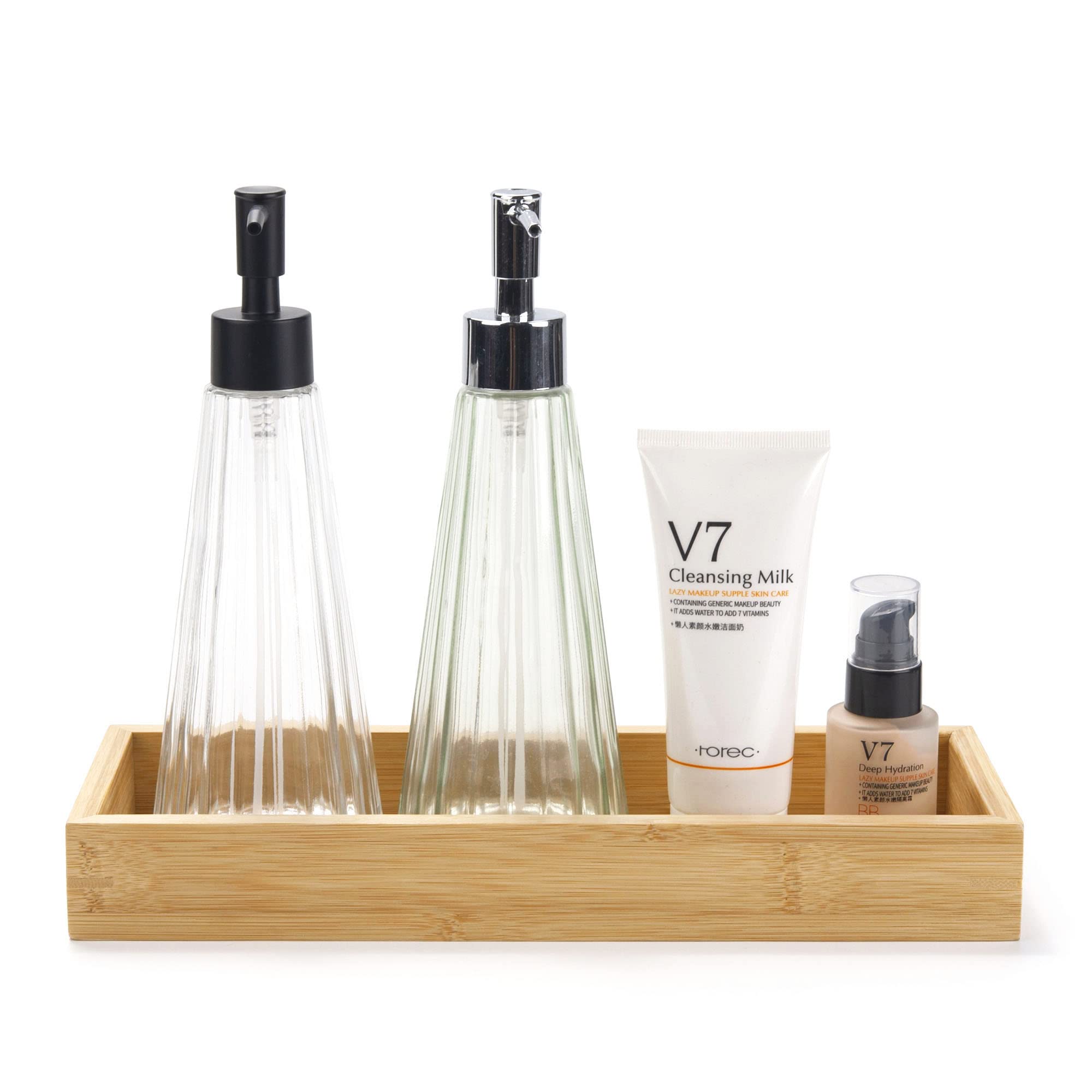 Bamboo Bathroom Tray, Bathroom Vanity Tray, Bathroom Trays for Counter Toilet Tank Tray - Image 2