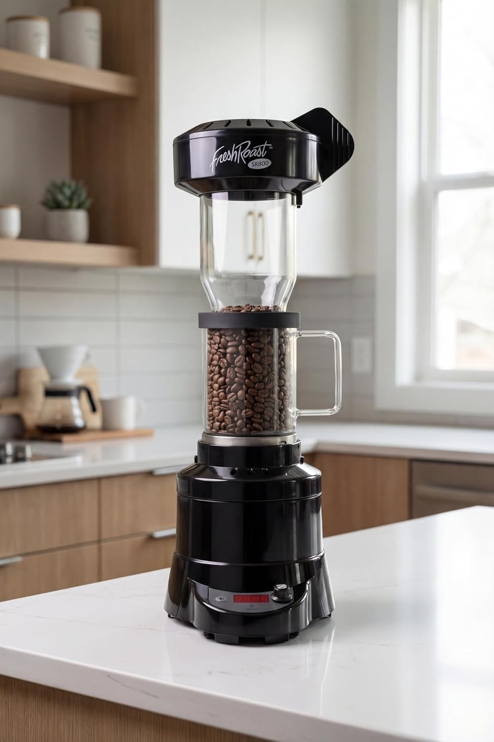 Coffee Roaster Bundle SR800, Glass Extension Tube, Pour Over DIgital Scale, (2lbs) Sample Pack of Green Beans, (2-Pack) Sample Trays, Chaff Brush