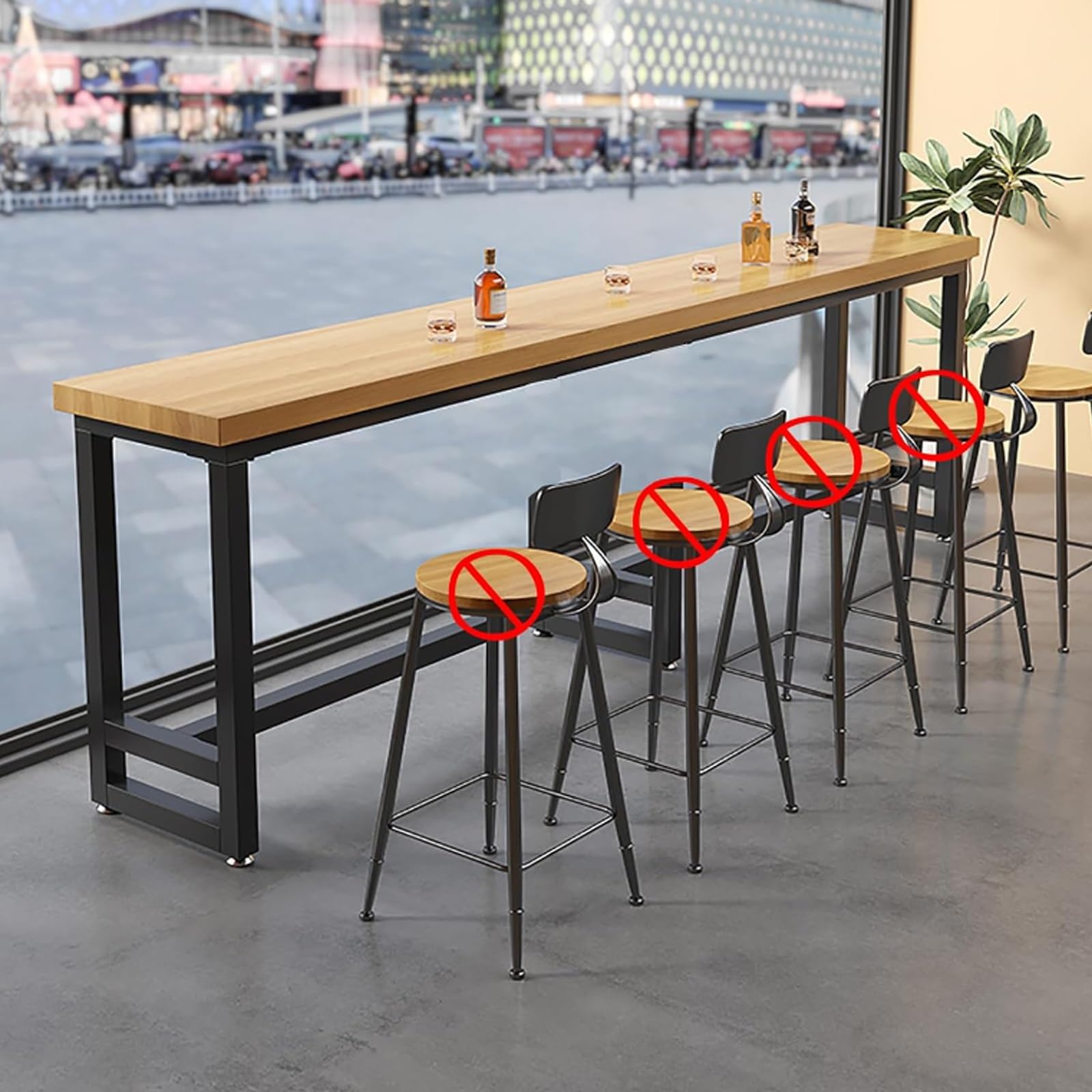Table de bar en bois massif haut de gamme avec plateau de 5 cm d'épaisseur
