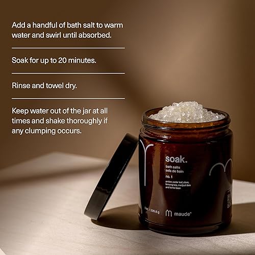 Miniatura 5 de Maude Soak No. 1 - Sales de baño minerales nutritivas - Sal del Mar Muerto cosechada a mano con magnesio y cloruro de potasio - Suaviza y rejuvenece