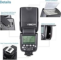 Vista 3 de Godox V860II-N Flash para Nikon, 2.4G Speedlight inalámbrico TTL GN60 Flash externo Speedlite para Nikon 1/8000S HSS, batería recargable de iones