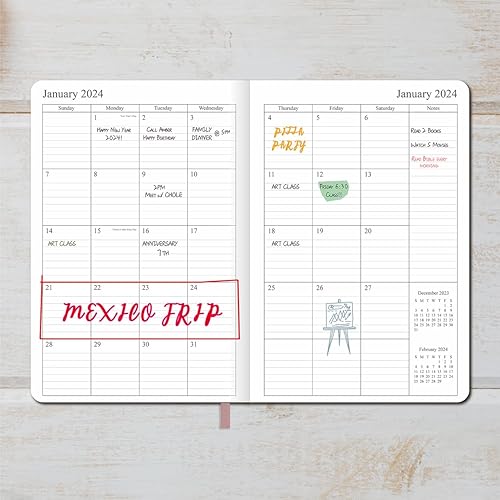 Miniatura 3 de newestor Agenda semanal y mensual 2024, 14 meses, de diciembre de 2023 a enero de 2025, dos páginas por semana, 5.7 x 8.25 pulgadas, rosa