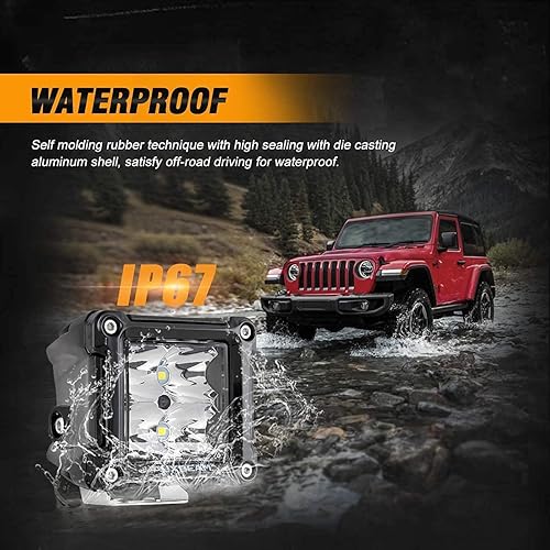 Miniatura 4 de Auxbeam Luces LED de 3 pulgadas, haz puntual de marco negro + luces antiniebla y conducción