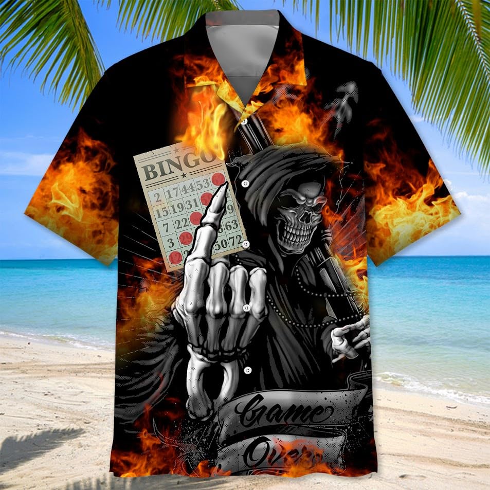 Bingo Hawaiian Shirts for Men, Bingo Funny Shirt Summer Short Sleeves Button Down Beach Clothing, Small2
