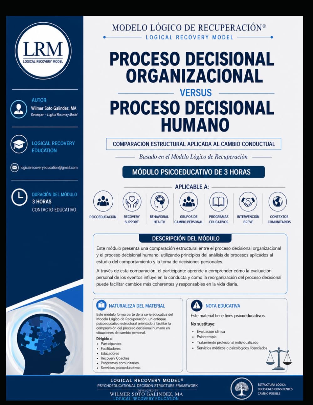 Proceso decisional organizacional versus proceso decisional humano: Comparación estructural aplicada al cambio conductual basada en el Modelo Lógico ... Recuperación® – Intervenciones Éticas Breves)