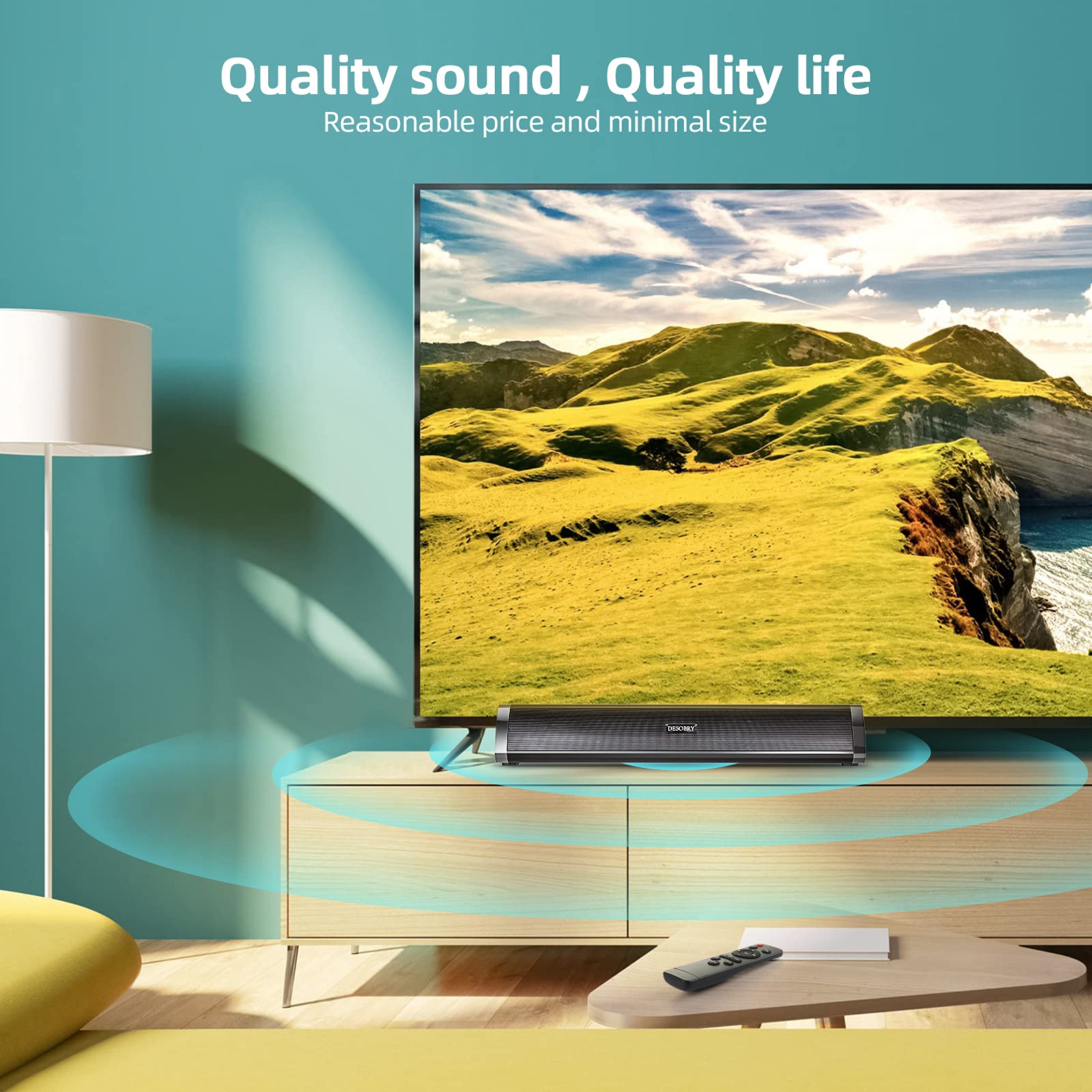 Buy Sound bar for TV with Bluetooth 5.0 50W Small Soundbar Compact Size