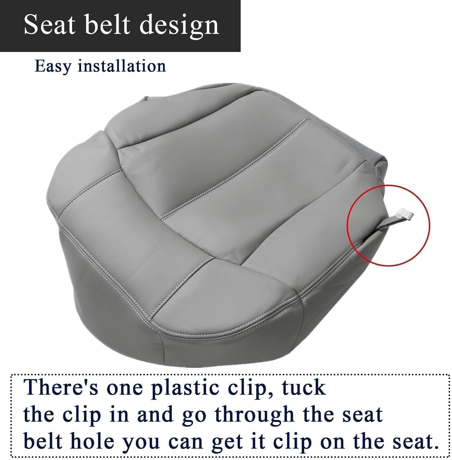 NLQR #922 or 122 Gray Front Driver Side Bottom Replacement Leather Seat Cover Compatible with Chevy Silverado Tahoe Suburban GMC Sierra 1500 2500 3500 HD 1999 2000 2001 2002