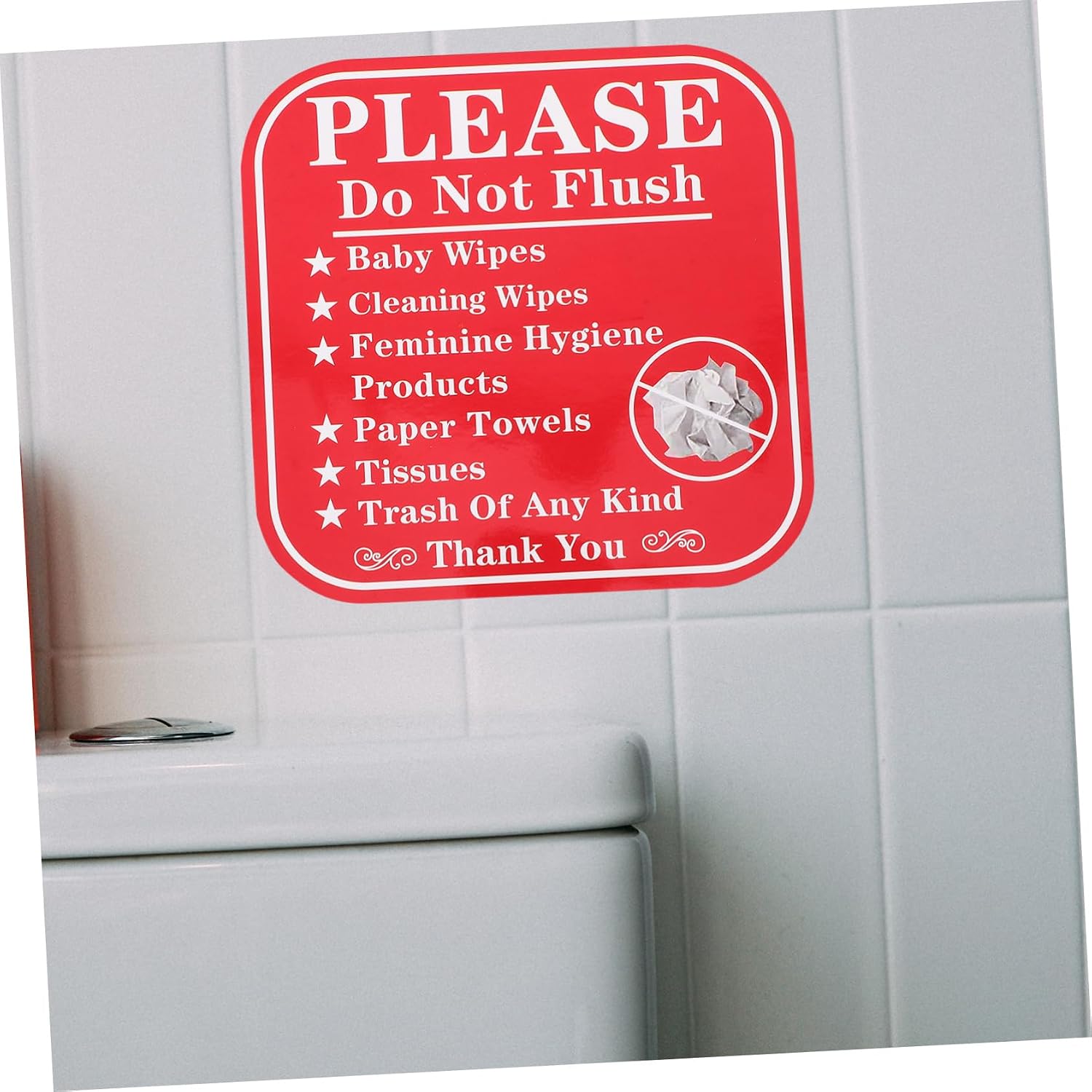 SHOWERORO 24pcs Toilet Decals Do Not Flush Stickers Bathroom Information Labels Flush Sign for Restroom