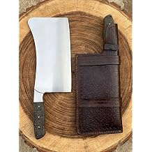 Professional High Carbon Steel Butcher Cleaver with Ergonomic Dollar Sheet Handle, High-Polish Blade, Genuine Cowhide Leather Sheath