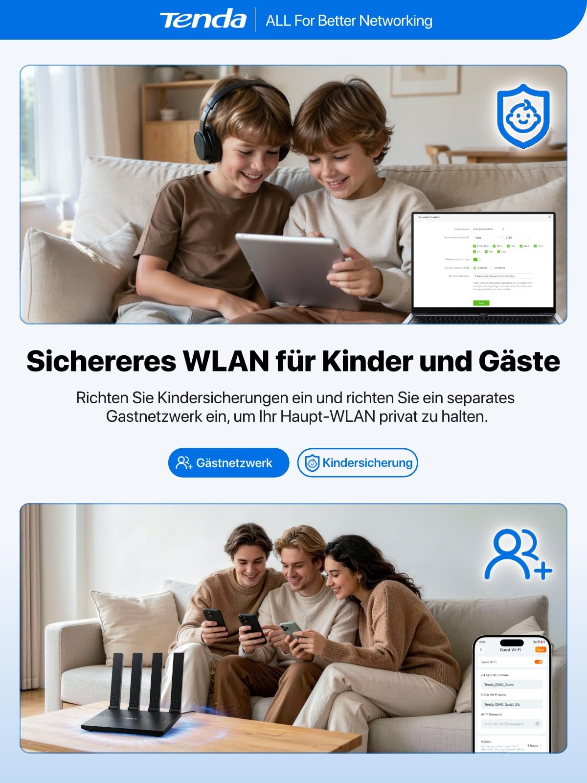 Tenda 4G LTE Router mit SIM Karte Modem N300 WLAN Cat4 4G03 Pro V2.0-4 Faltbare Antennen, USB-C Powerbank-Betrieb, LAN/WAN, Plug&Play, Mobiler für Wohnmobil, Camping, Homeoffice & Garten