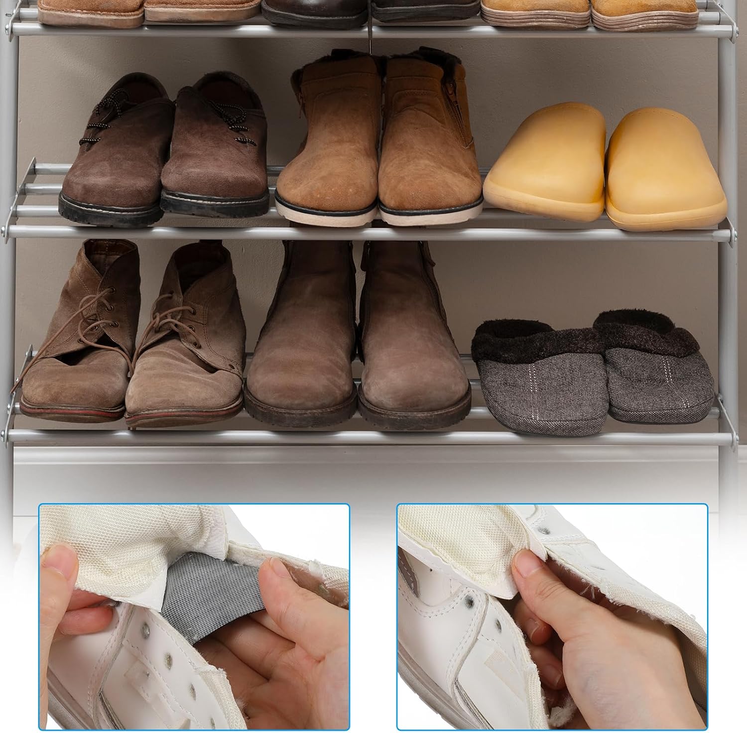 Abeillo 2 Pairs Shoe Crease Protectors Shoe Toe Protector Insert Crease Protectors Decreaser Self-Adhesive Patch for Toe Box Blowout Prevention & Repair, Black