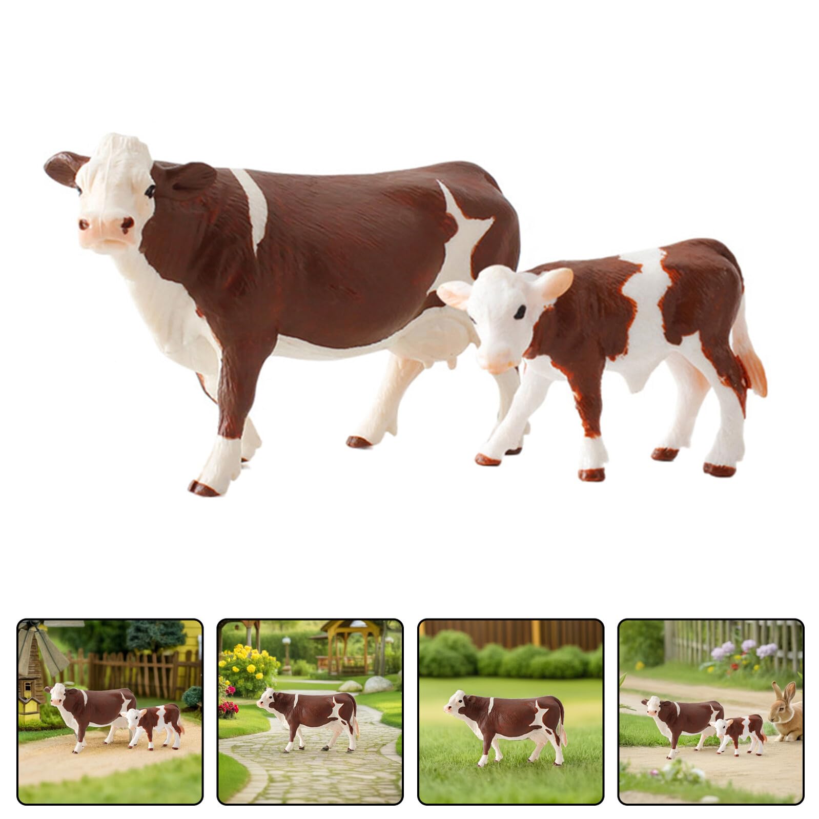 Set 4 Modelli Animali da Fattoria in Pvc, Giocattoli Educativi Mucche Simulazione, Stimolano Immaginazione e Competenze Cognitive per Ragazzo Ragazza