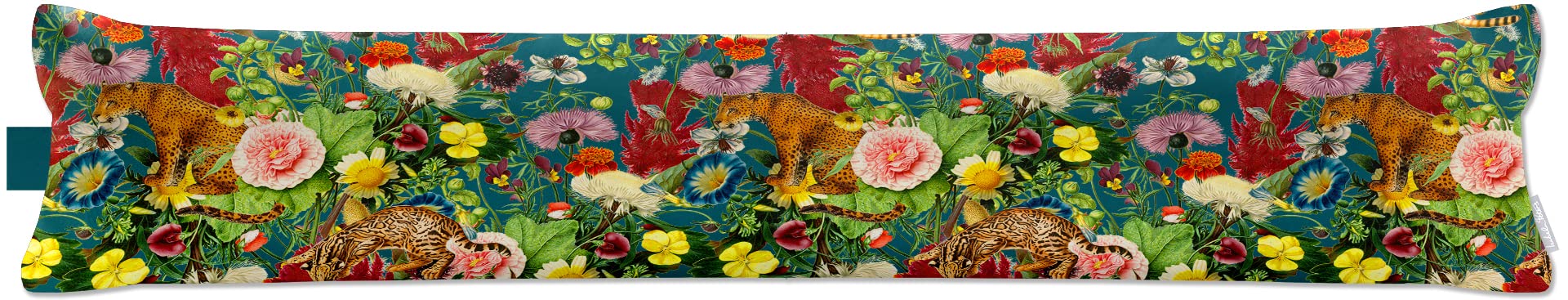 Izabela Peters Teal Luxurious Eco-Friendly Draught Excluder - Junglescape - Standard - Window Door Seal, Fabric Draft Excluder Cushion Stopper For Door Bottom