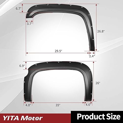 Miniatura 6 de YITAMOTOR Guardabarros delantero y trasero compatibles con Chevy Silverado 1500 2007-2013 (solo apto para cama corta de 69.3 pulgadas) (no para GMC