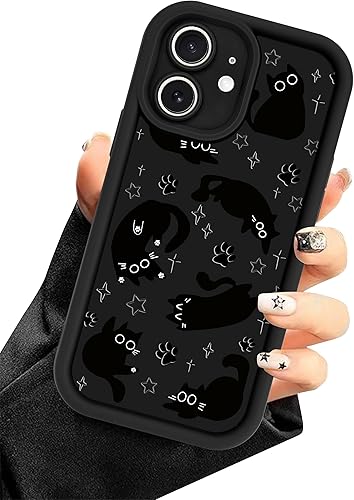 Funda de teléfono con diseño de gato para iPhone 11, bonita funda de diseño estético de gato negro, suave silicona delgada, a prueba de golpes,