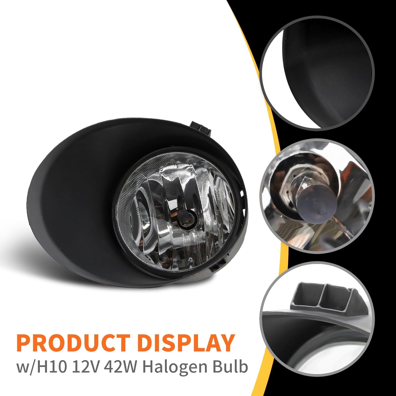 2Pcs Bumper Fog Lights Assembly Compatible with 2007-2013 Tundra 2008-2011 Sequoia Clear Lens Fog Lamp w/H10 12V 42W Halogen Bulb